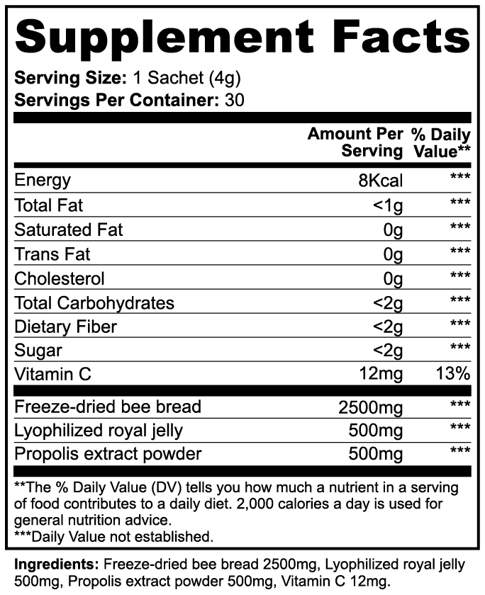 Bee Bread Superfood Powder Sticks: Energy, Endurance & Immunity