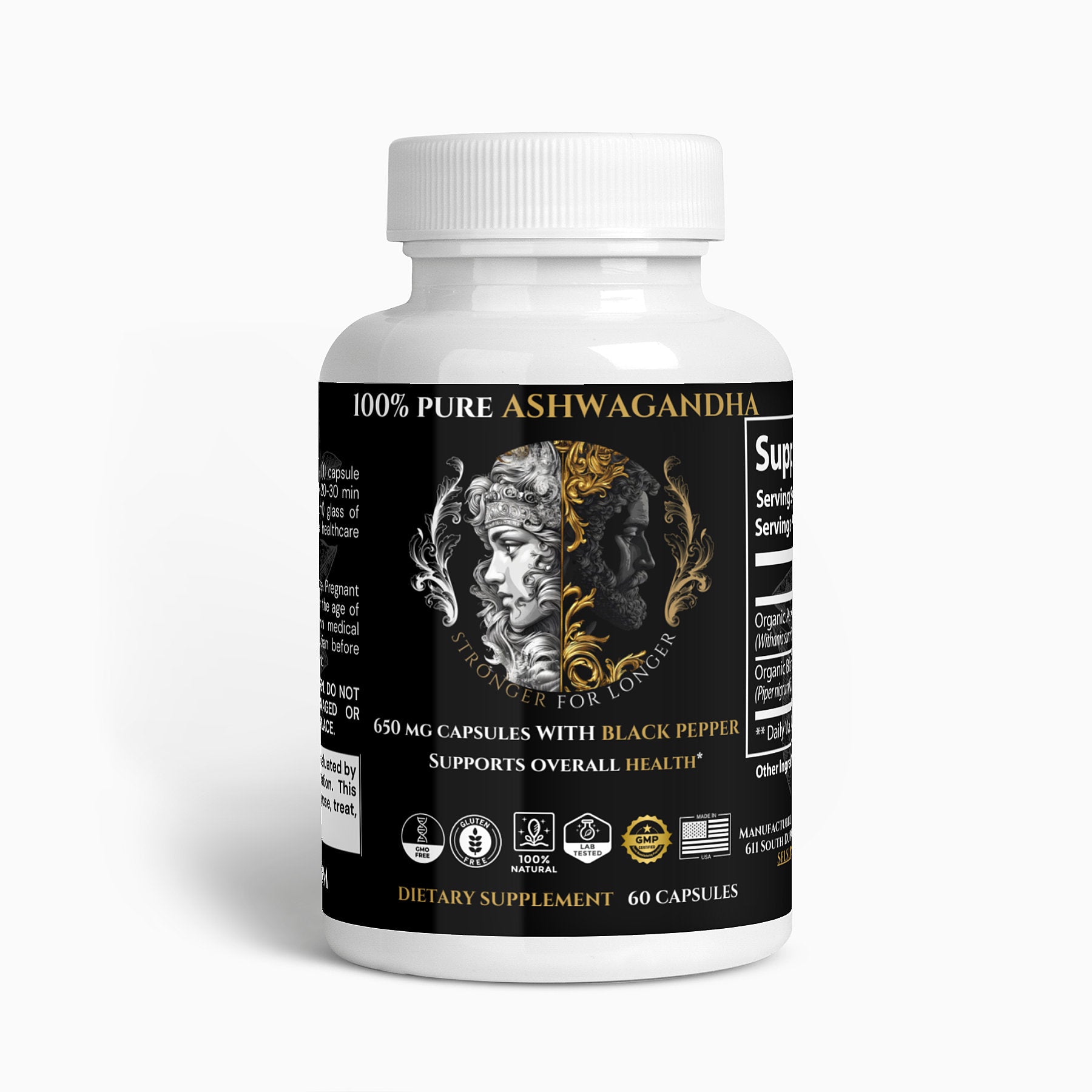 100% Pure Ashwagandha: Extra Strength 650mg Capsules