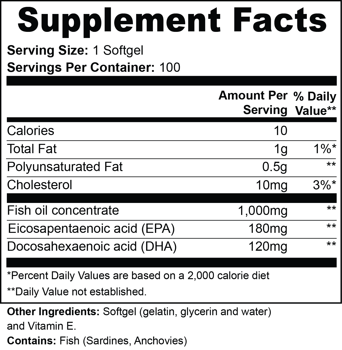 Omega-3's with EPA 180mg + DHA 120mg