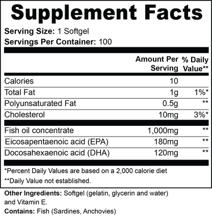 Omega-3's with EPA 180mg + DHA 120mg